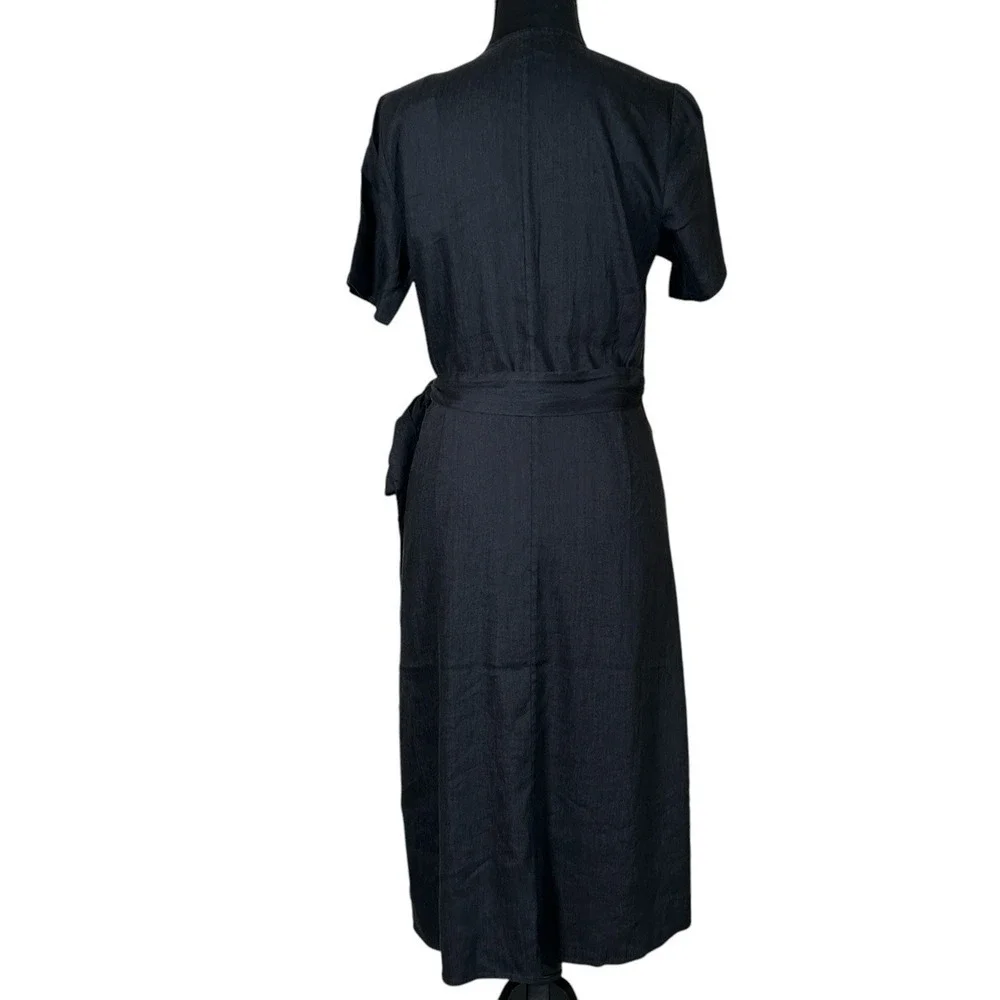 NWT Alp N Rock Thalia Wrap Linen Blend Dress Black Size S